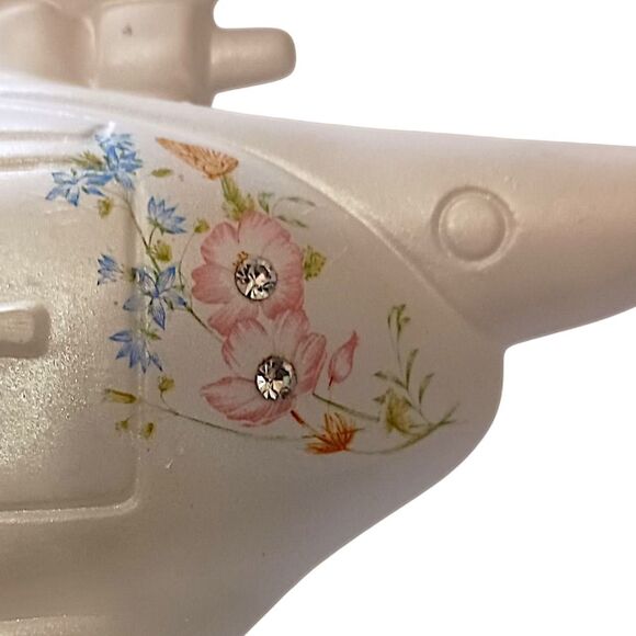 Berger Italian Helicopter Figure Ceramic Iridescent Floral Pottery Hand Painted - Picture 4 of 16